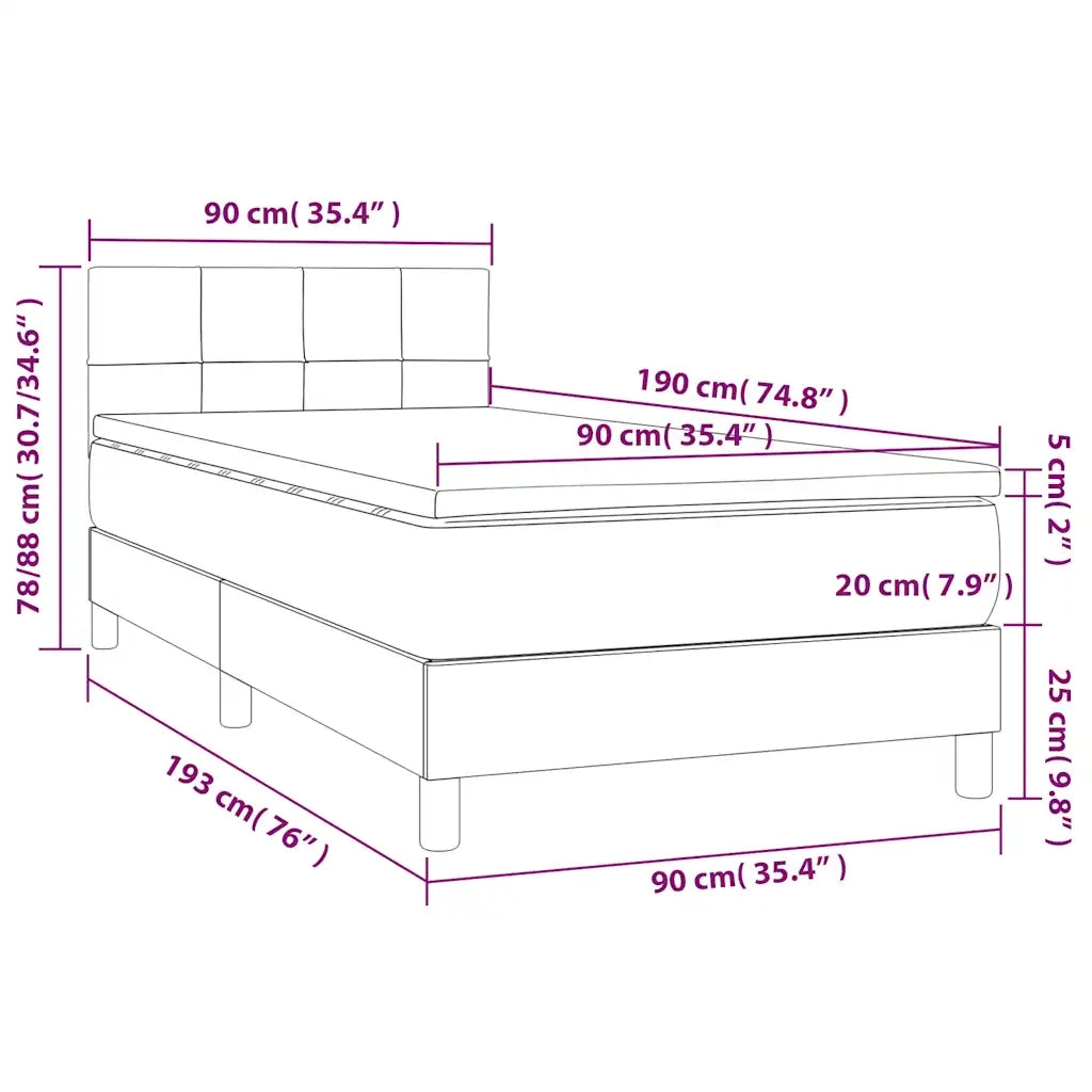 Giroletto a Molle con Materasso Tortora 90x190 cm in Tessuto