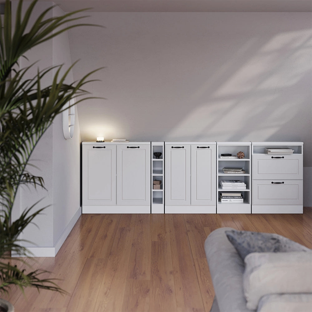 Set di mobili sottotetto Rion Bianco rustico/Bianco Set di 2 Vicco