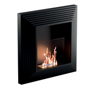 Biocamino da parete Elysium Nero 2,5 kW – struttura acciaio, vetro protettivo, fissaggio a parete – Tecno Air System