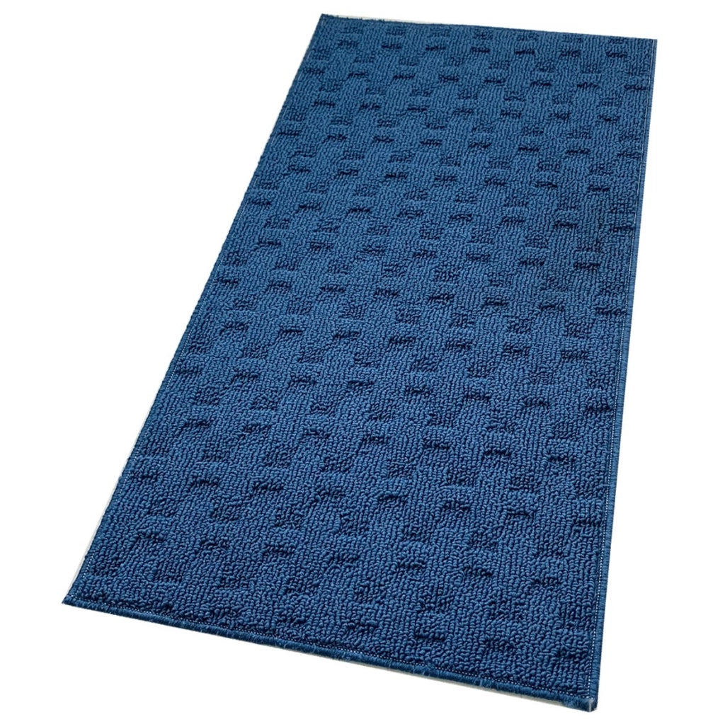 Tappeto Bagno Morbido Assorbente Antiscivolo 3D Intrecciato Scendiletto Lavabile 45x75 Cm Blu