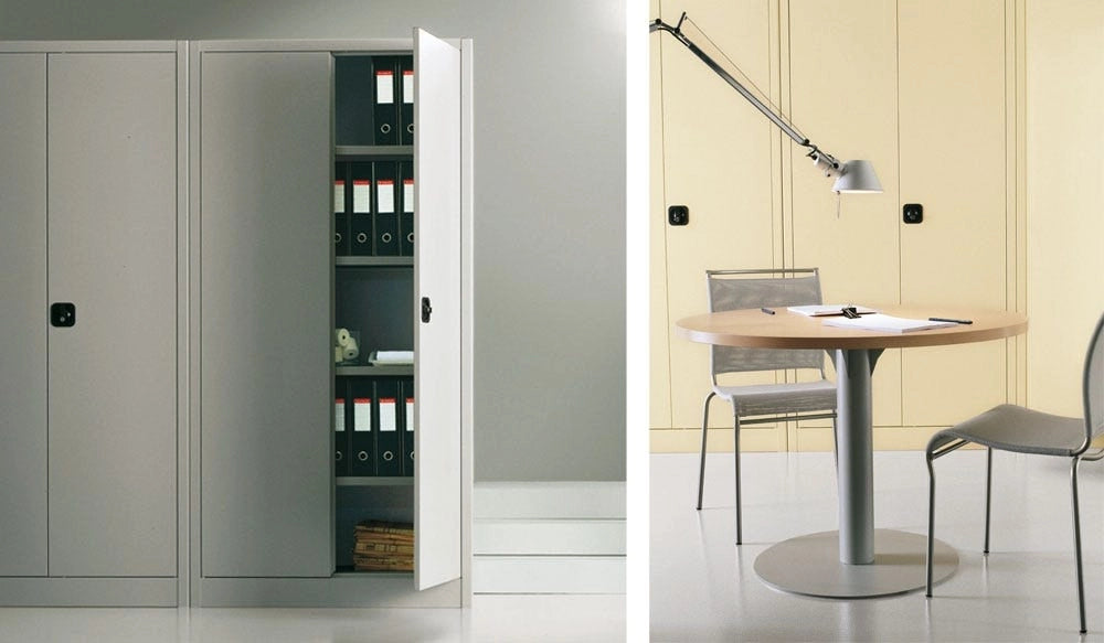 Armadio ad ante battenti per archiviazione con 4 ripiani regolabili rinforzati cm. 120x60x200H