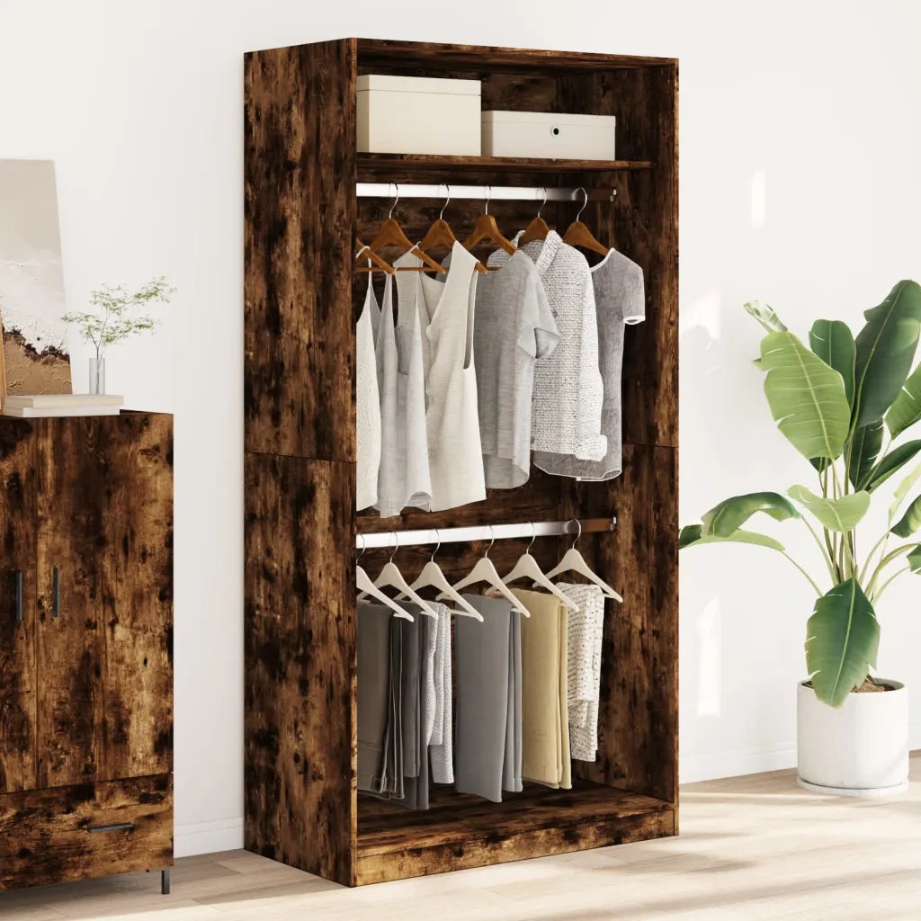 Armadio Rovere Fumo 100x50x200 cm in Legno Multistrato