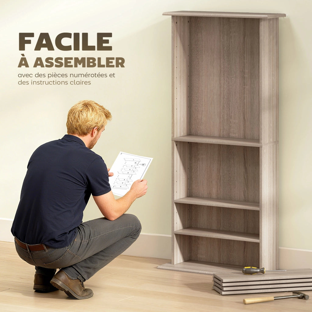 Libreria per CD e DVD con 8 scomparti e 6 ripiani regolabili ¨C Minimal ¨C Naturale