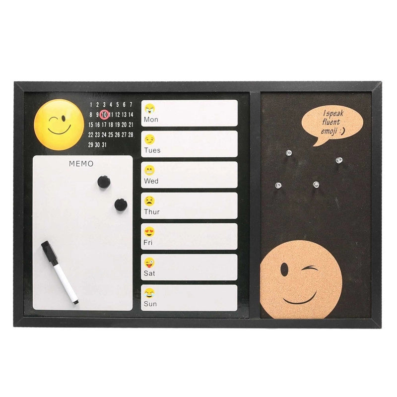 Lavagna magnetica emoji con sughero e pennarello cm 60x40x1,5