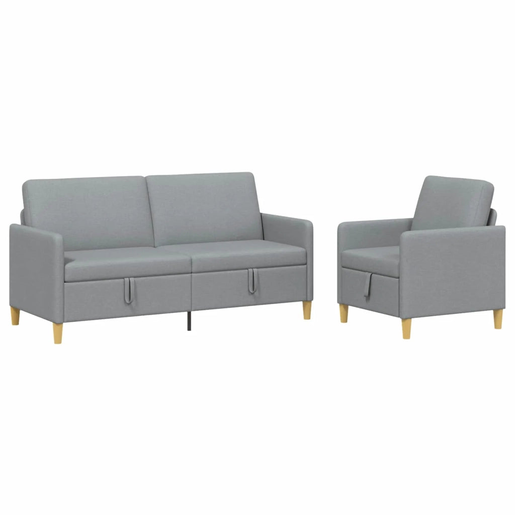 Set di Divani con Storage 2 pcs Grigio Chiaro Poliestere 3429204