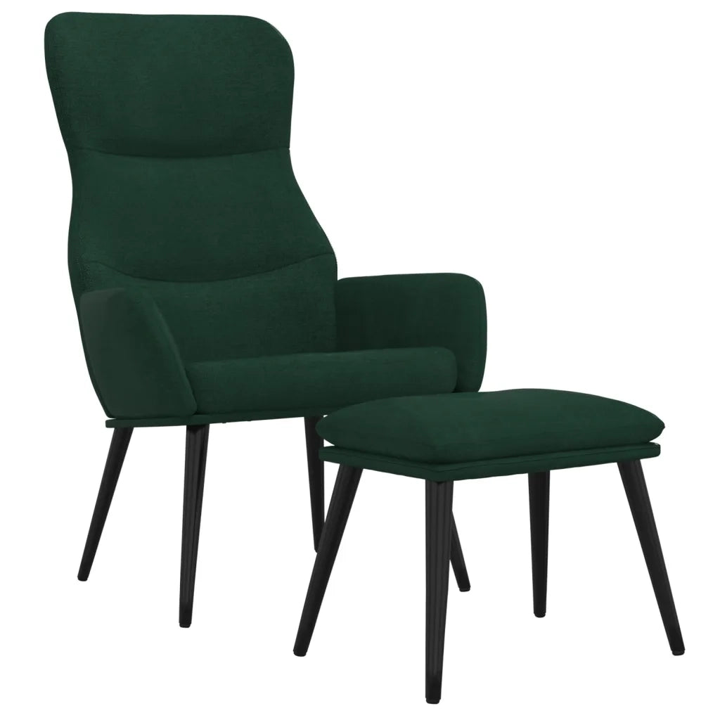 Poltrona Relax con Poggiapiedi Verde Scuro in Tessuto 3097434