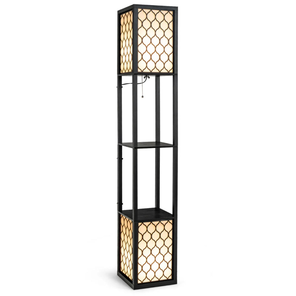 Lampada da terra con ripiani 26 x 26 x 156 cm multifunzionale design moderno atmosfera accogliente MDF nero 20_0020889