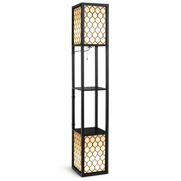 Lampada da terra con ripiani 26 x 26 x 156 cm multifunzionale design moderno atmosfera accogliente MDF nero 20_0020889