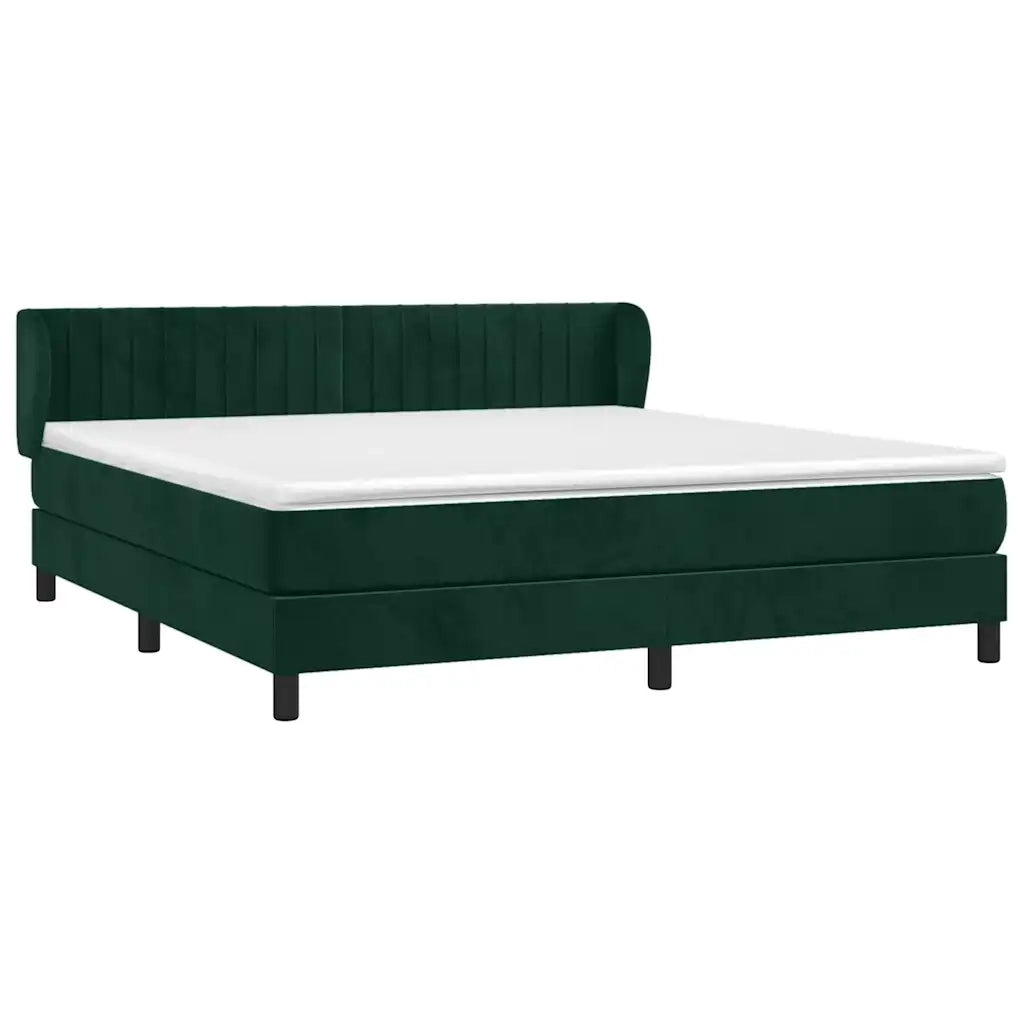 Giroletto a Molle con Materasso Verde Scuro 160x200 cm Vellutocod mxl 74121
