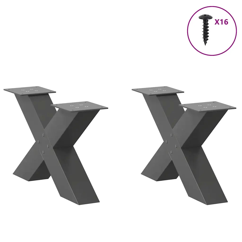 Gambe per Tavolino da Caffè a Forma di X 2 pz Antracite 50x(30-31) cm Acciaio 4012938