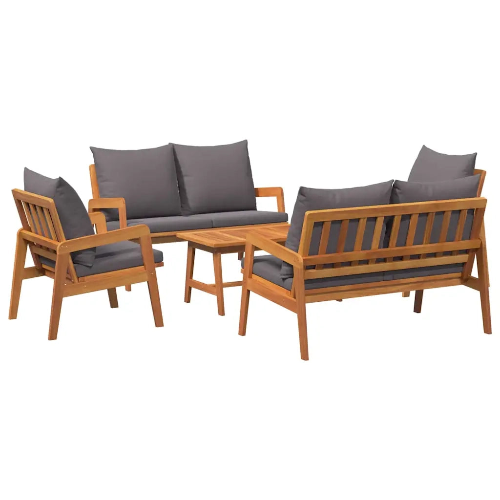 Set bistrot con cuscino 5 pcs Marrone Legno di Acacia Massello 3328610