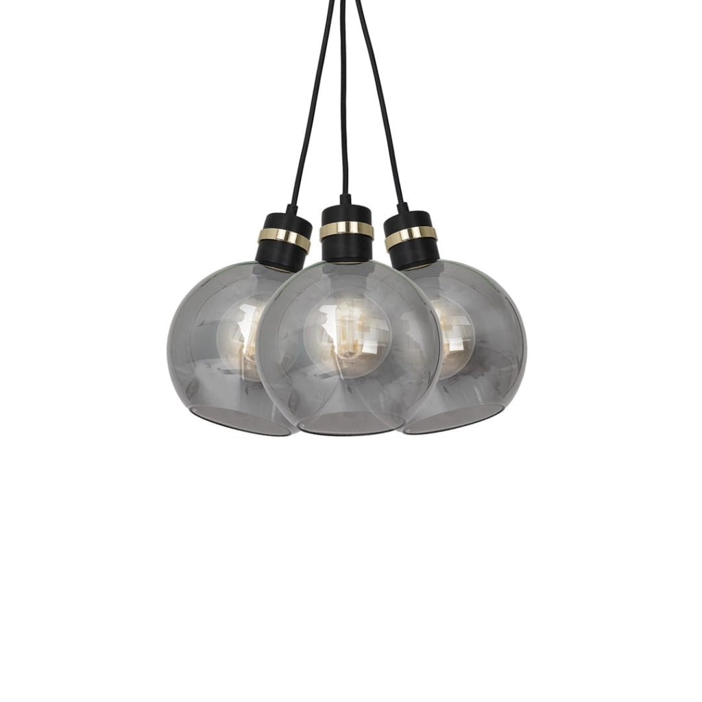 Lampadario Milagro Omega 3xE27 vetro fumé oro nero
