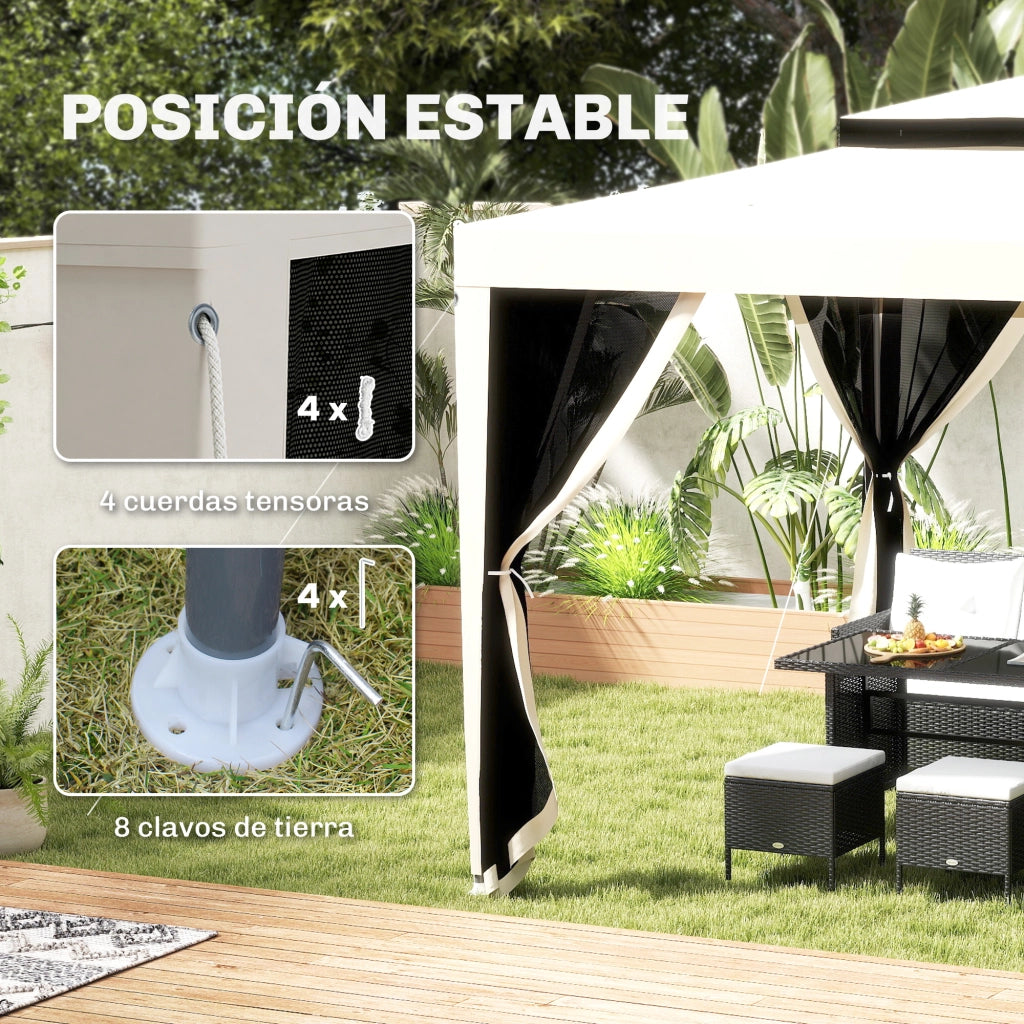 Gazebo Giardino 3x3 m ¨C zephmum ¨C Crema Metallo