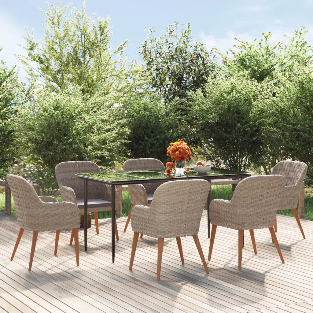 Set da Pranzo da Giardino 7 pz con Cuscini Marrone cod mxl 40042