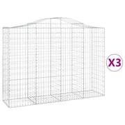 Cestini gabbioni recinzione a gabbia muro di contenimento ad arco 3 pezzi 200 x 50 x 140/160 cm ferro zincato argento 02_0040747