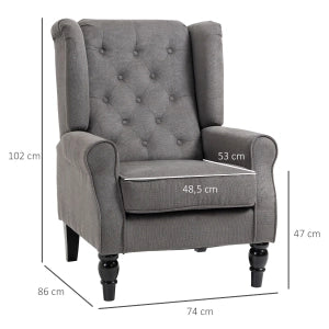 POLTRONA Relax con Schienale Alto 74x86x102 cm Poliestere Grigio Scuro
