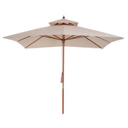 Ombrellone da Giardino 3x3 m Palo Ø48 mm in Bambù Doppio Tetto Crema