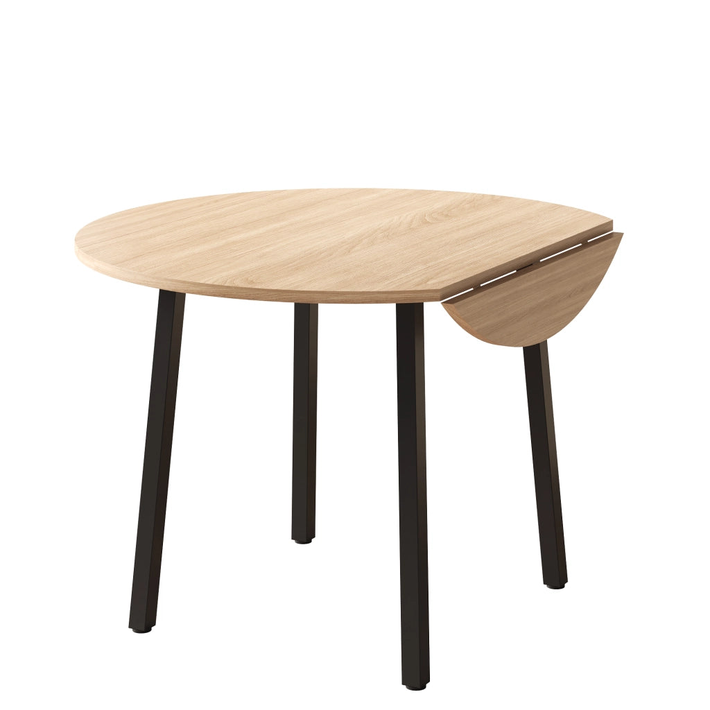Tavolo da pranzo pieghevole per 2-4 persone con piano rotondo, in MDF, colore rovere, per cucina e soggiorno