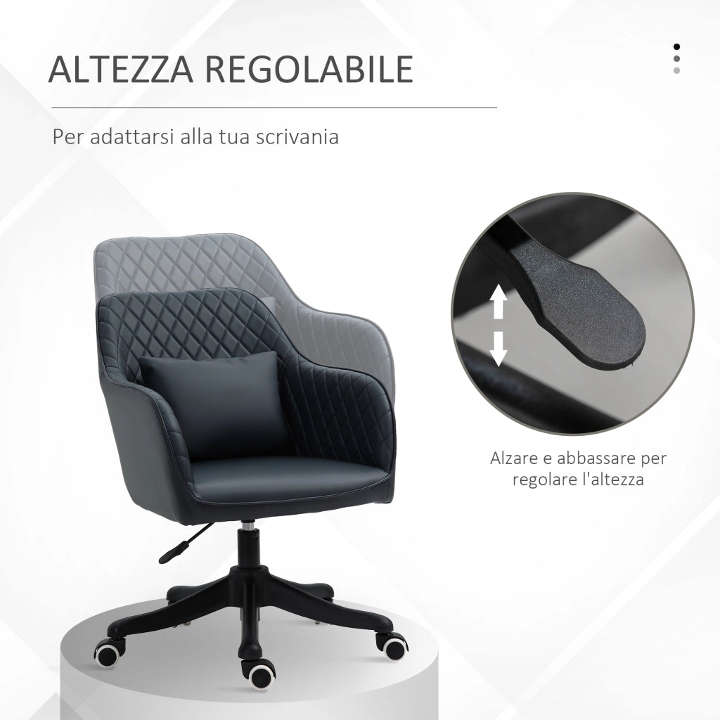 Easycomfort Sedia da Ufficio Massaggiante a 2 Punti Vibrante con Cuscino e Alimentazione USB, Poltrona Ufficio con Braccioli e Altezza Regolabile, Nero