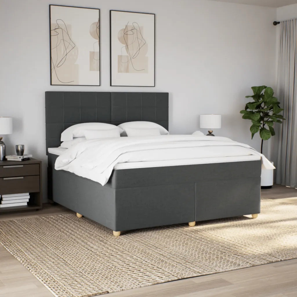 Giroletto a Molle con Materasso Grigio Scuro 180x200 cm Tessuto