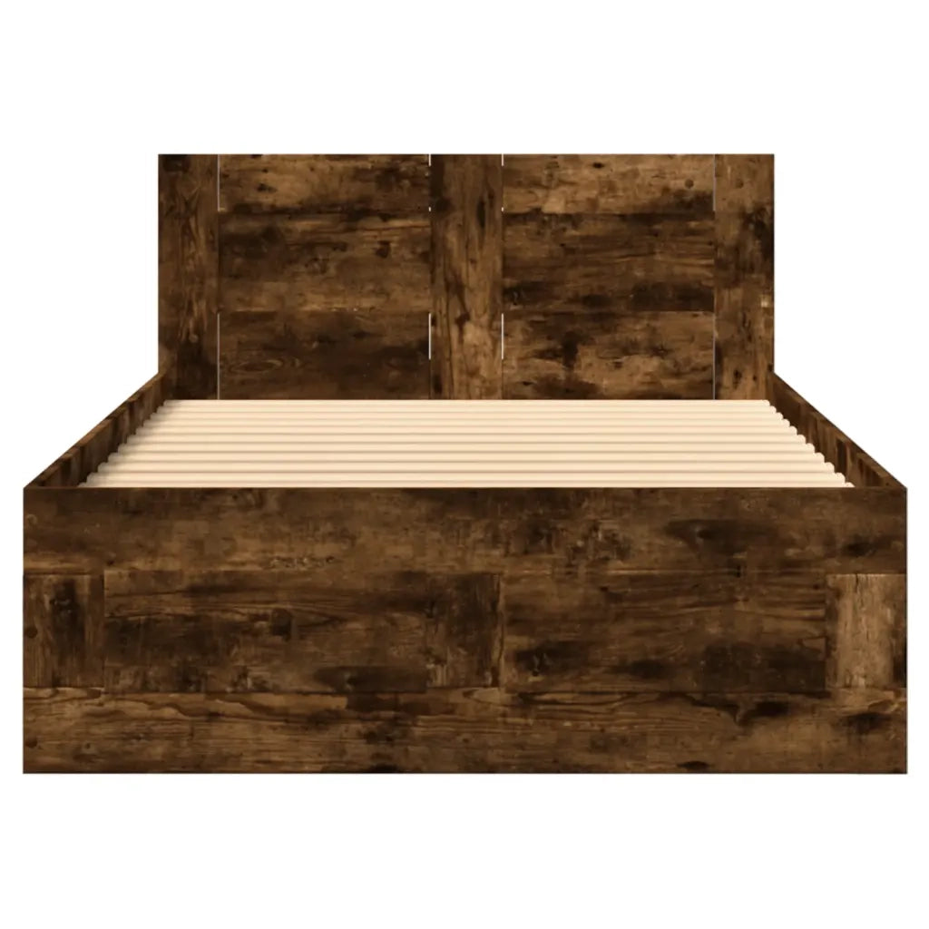 vidaXL Giroletto con Testiera Rovere Fumo 100x200 cm Legno Multistrato