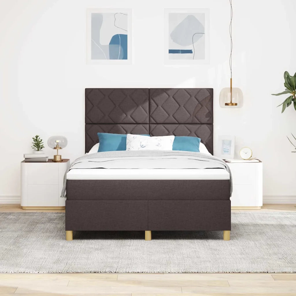 Letto a Sorgente LED Marrone Scuro 160 x 200 cm Tessuto 3343190