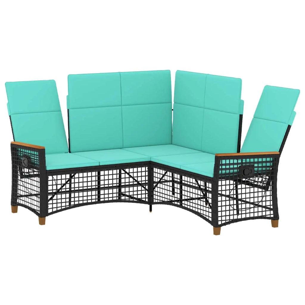 Set di Divani Recliner da Giardino Regolabile Nero e Turchese 42026828