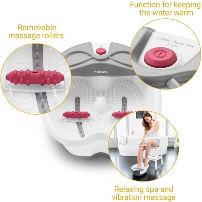MEDISANA - FS 300 - Pediluvio - Bianco - Massaggio termale e vibrazione rilassante
