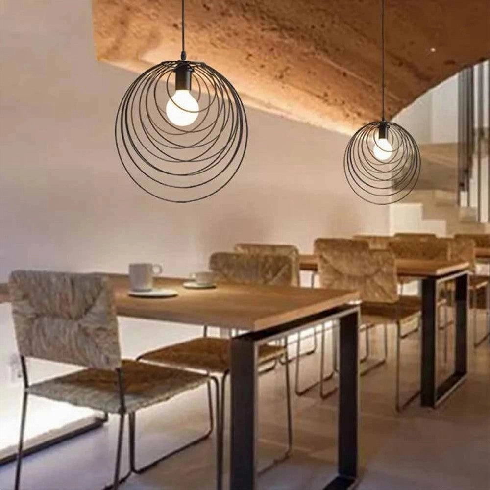Trade Shop - Lampadario A Sospensione Nero E27 Lampada Geometrica Da Soffitto Decorativa B86 -