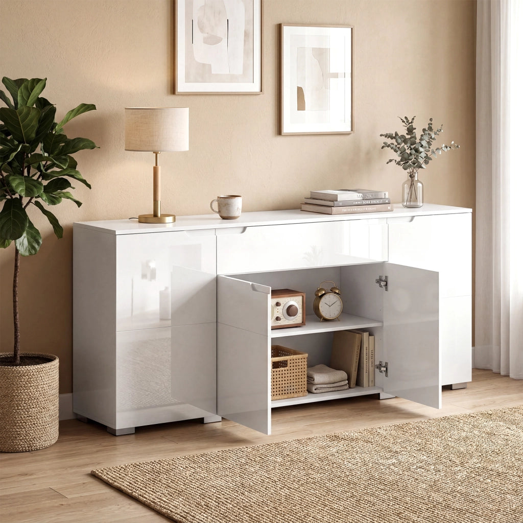 Cassettiera moderna con 4 ante ¨C Zephmum ¨C Bianco, 80x40x86 cm