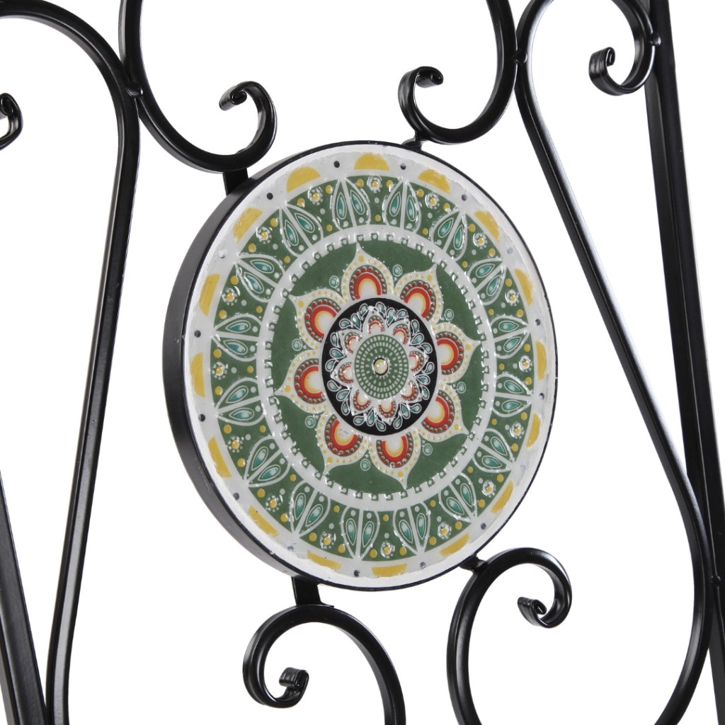 Set tavolo e 2 sedie Mandala multicolore metallo e ceramica a mosaico 60cm