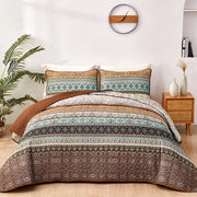 Sprei 220x240 Gewatteerde Deken 3-Delig Tweepersoonsbed Microvezel Deken con 2 Cuscini 50x75 per Camera da Letto come Spreda da Divano (Marrone)