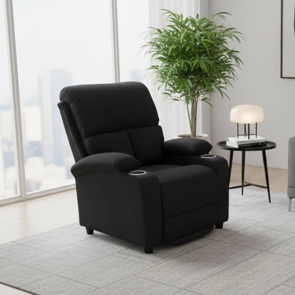 Poltrona recliner manuale Ninetta colore Nero con porta bicchieri – Relax e funzionalità