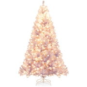 Albero di natale preilluminato alto 225 cm con 1300 rami folti, Albero artificiale di 550 luci LED bianco caldo Viola-Alberi di Natale