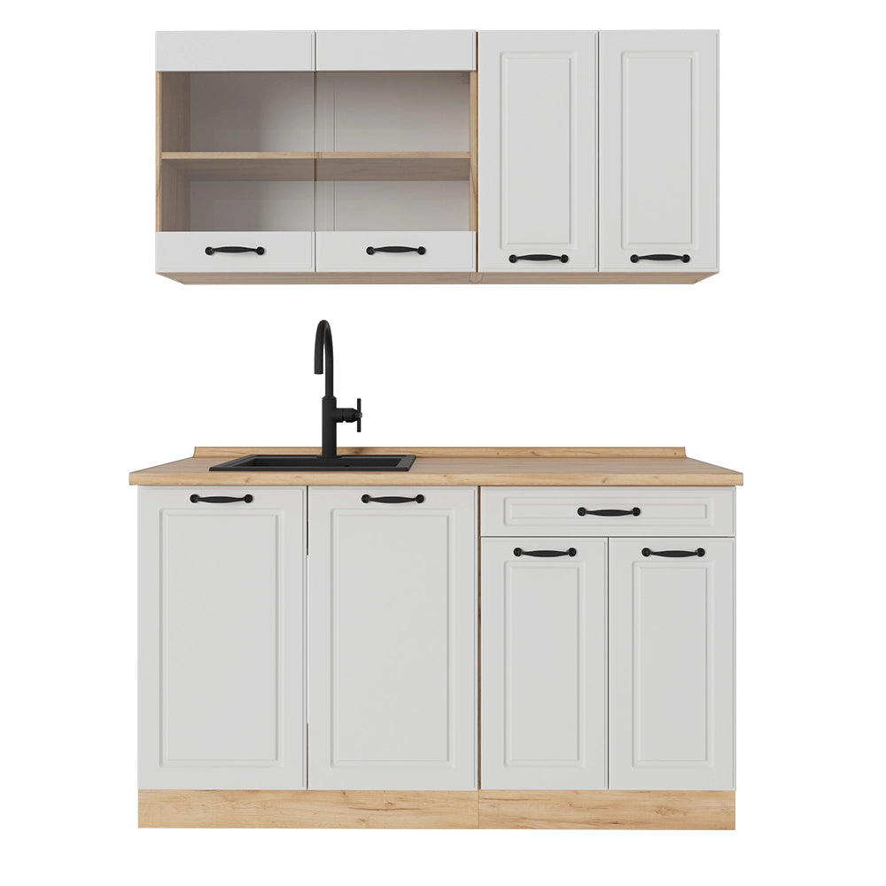 Vicco Cucina monoblocco Casa di campagna bianca/quercia dorata 140 cm , PL Rovere