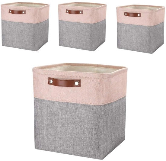 Set di archiviazione in tessuto da 4 pezzi - 30 x 30 x 30 cm - Maniglie - Risparmio di spazio - Costruzione robusta - Effetto decorativo - Cassetti di archiviazione