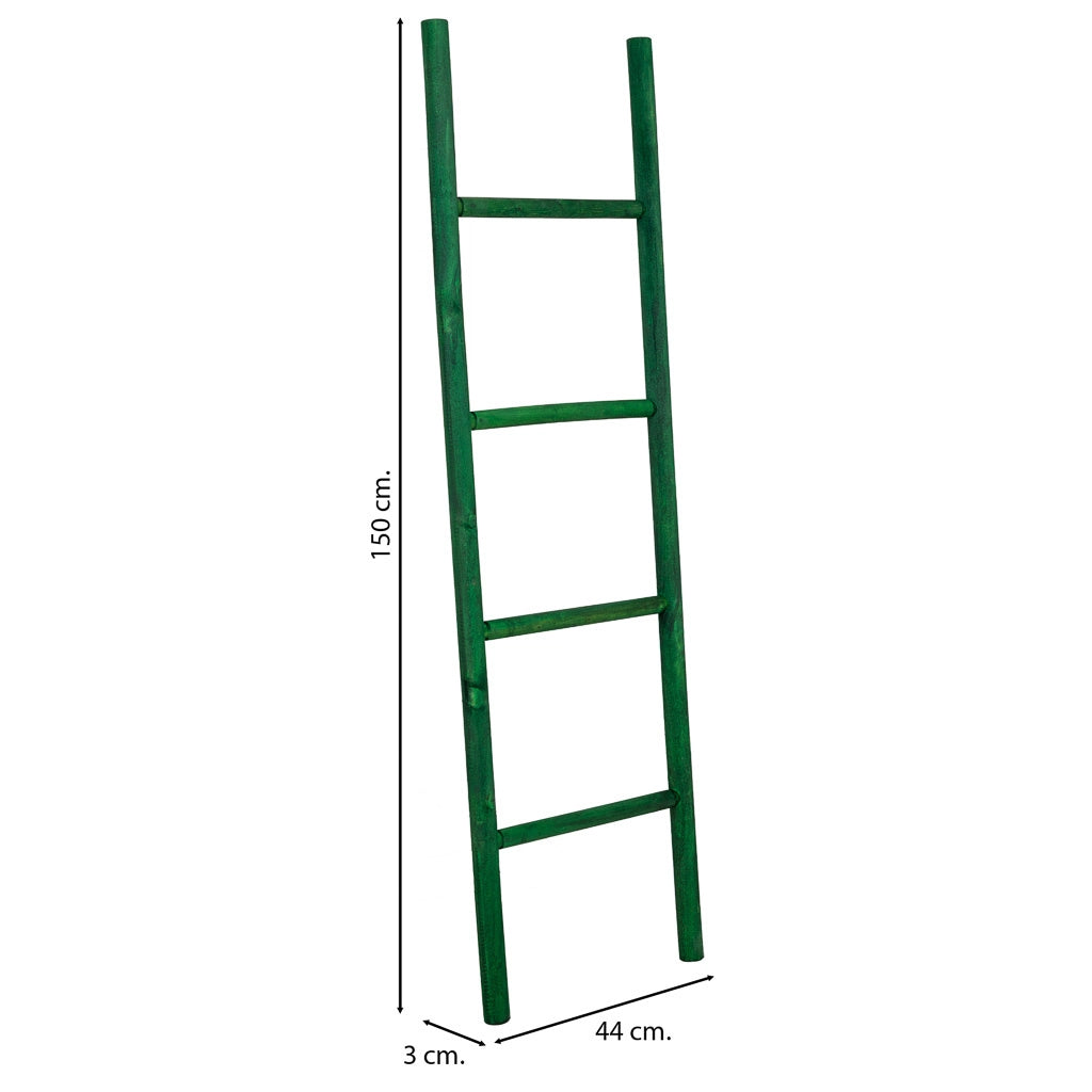 Scala con ripiani in legno verde 44x3x150h cm