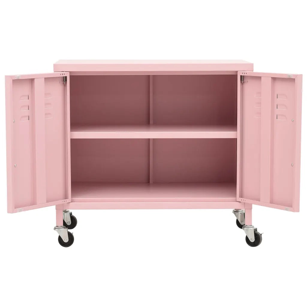 Mobile contenitore con ripiano regolabile facile da spostare 60 x 35 x 56 cm acciaio rosa 02_0046898