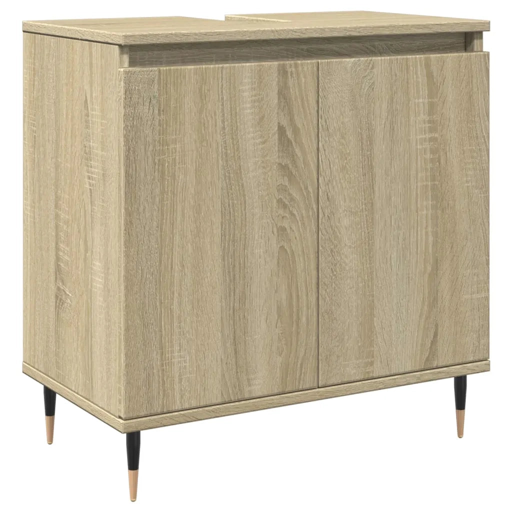 Set Mobili da Bagno 3 pz Rovere Sonoma in Legno Multistrato