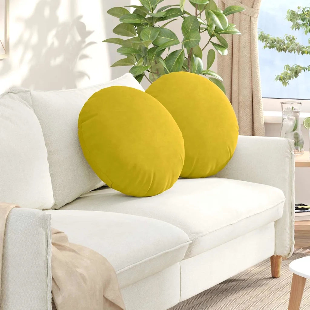 Cuscini per Seduta 2 pcs Giallo Ø50 x 19 cm Velluto