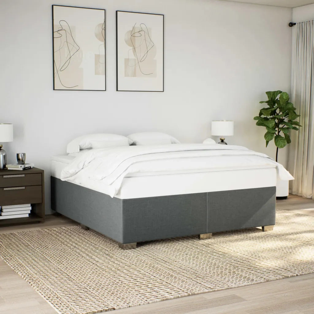 Giroletto a Molle con Materasso Grigio Scuro 180x200 cm Tessuto