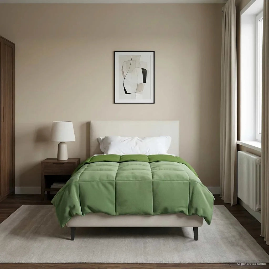 Duvet Invernale Trapuntato Verde 140 x 220 cm Microfibra 42026127