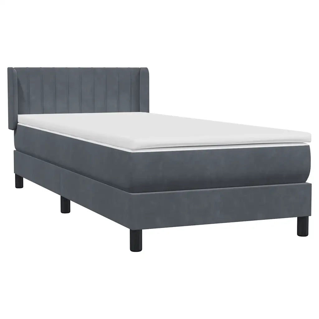 Giroletto a Molle con Materasso Grigio Scuro 90x220 cm Velluto 3318310