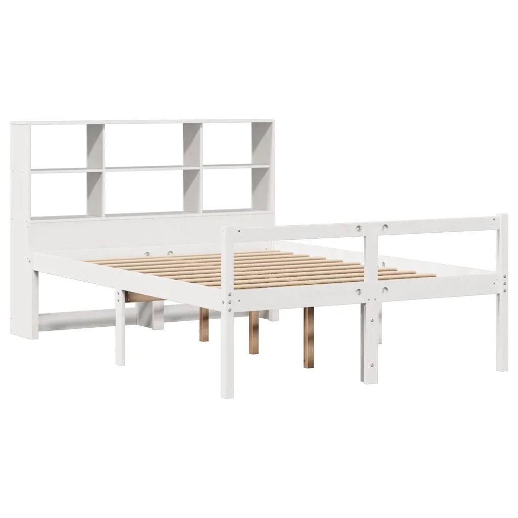 Letto Libreria senza Materasso Bianco 140x200 cm Legno di Pino 3322017