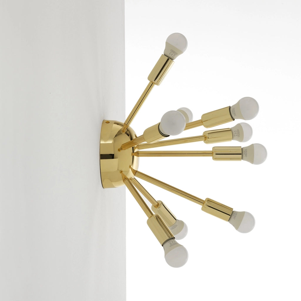 Lampadario in acciaio verniciato oro lucido cm. Ø.38 H.29