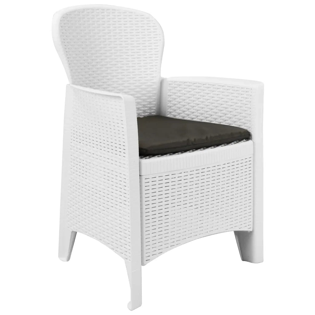 Set Pranzo da Giardino 7 pz in Plastica Stile Rattan Bianco cod mxl 37741