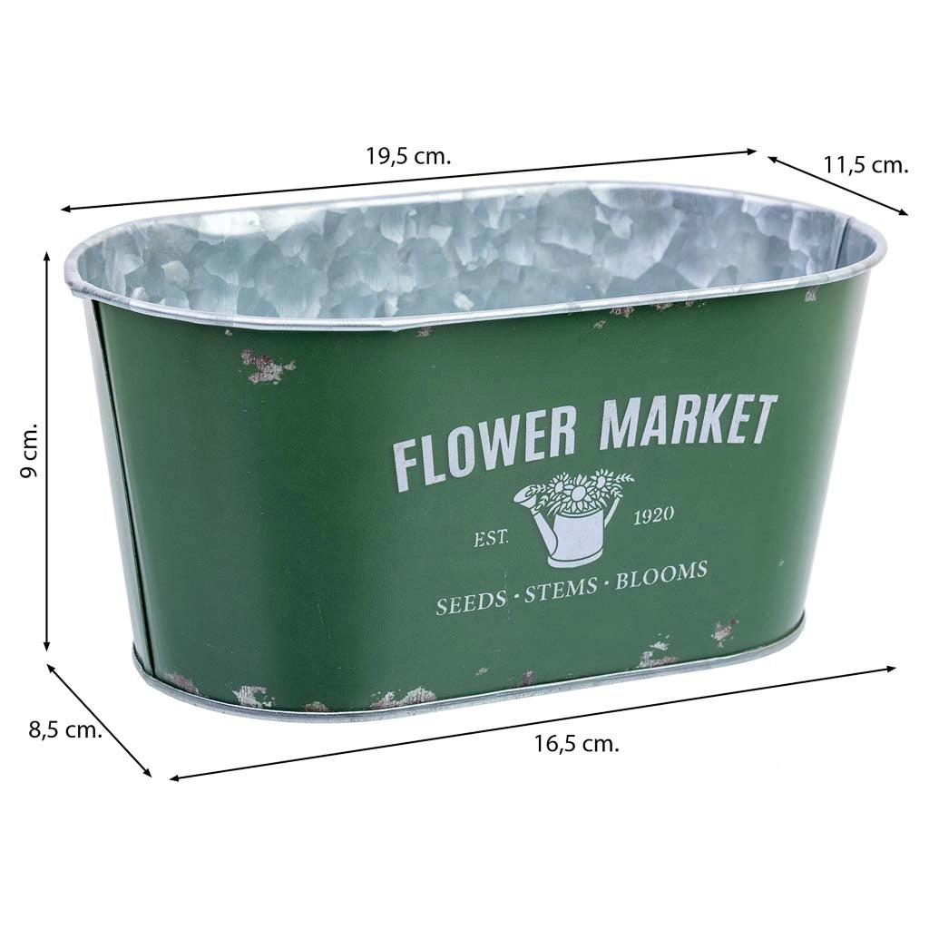 Cestino in metallo verde 19,5x11,5x9 B16,5x8,5