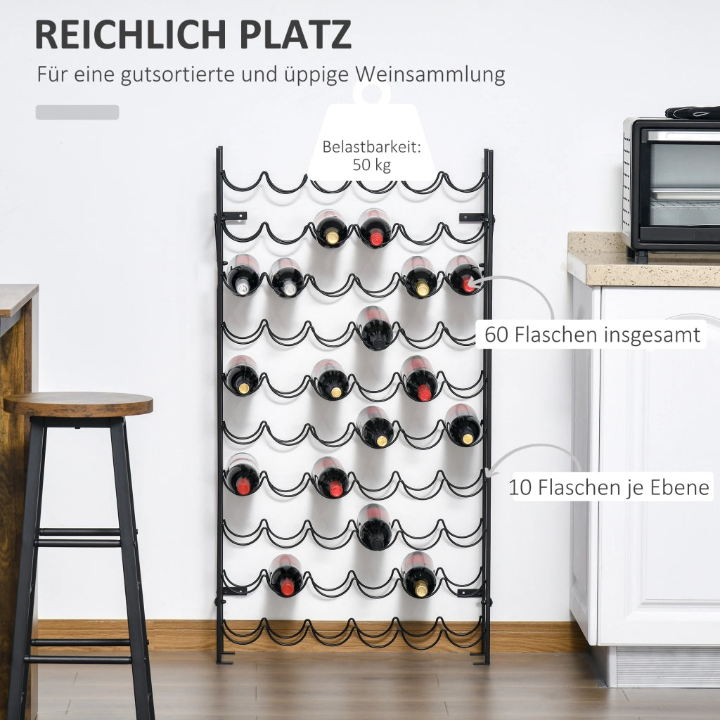 Libreria per Bottiglie 60 Flaschenregal ¨C Zephmum ¨C Nero 63x20x118 cm