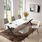 Consolle allungabile, 58 fino 262x90x73cm, Per 12 persone, Gambe in legno, Bianco RF2811