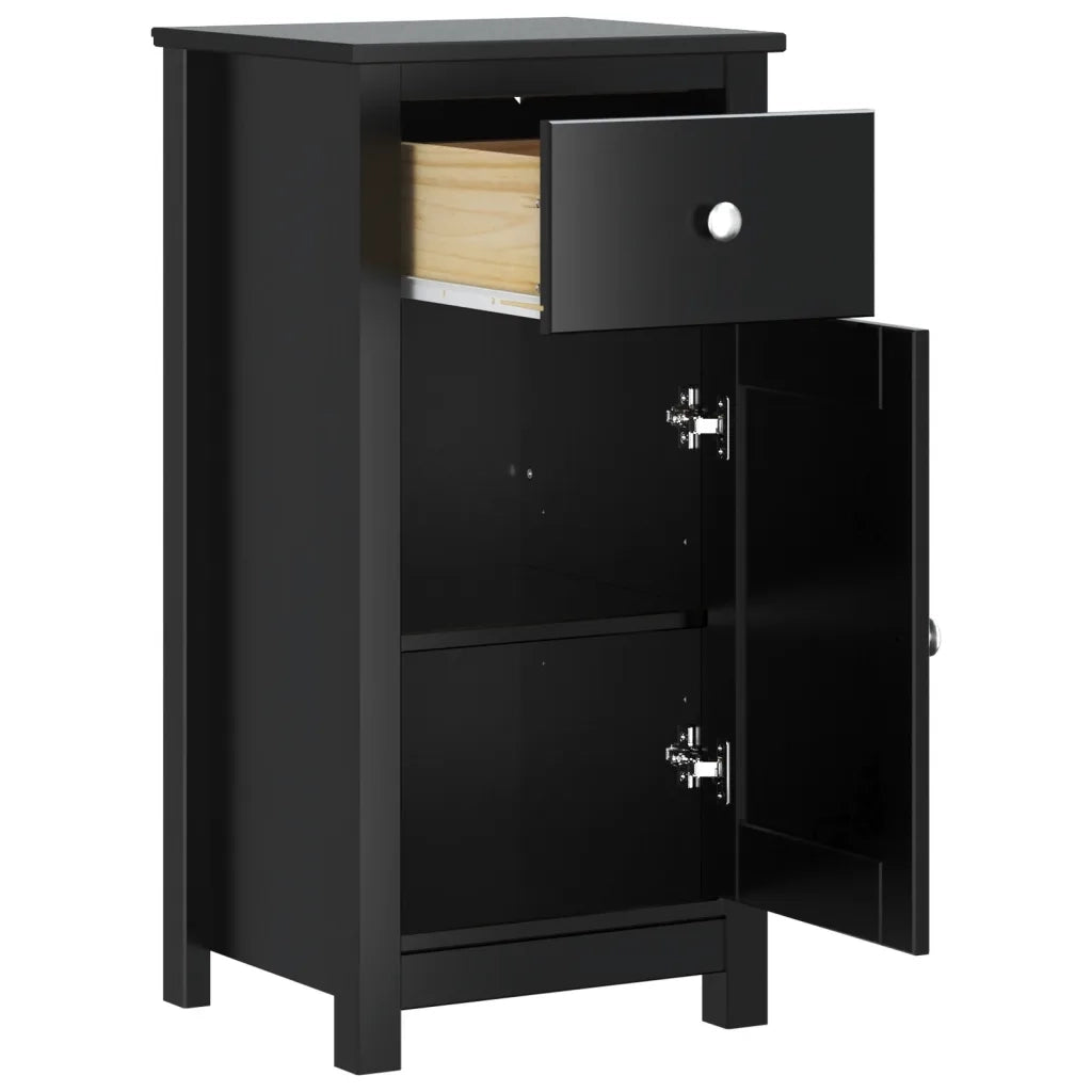 Mobile da Bagno BERG Nero 40x34x80 cm in Legno Massello di Pino 358541